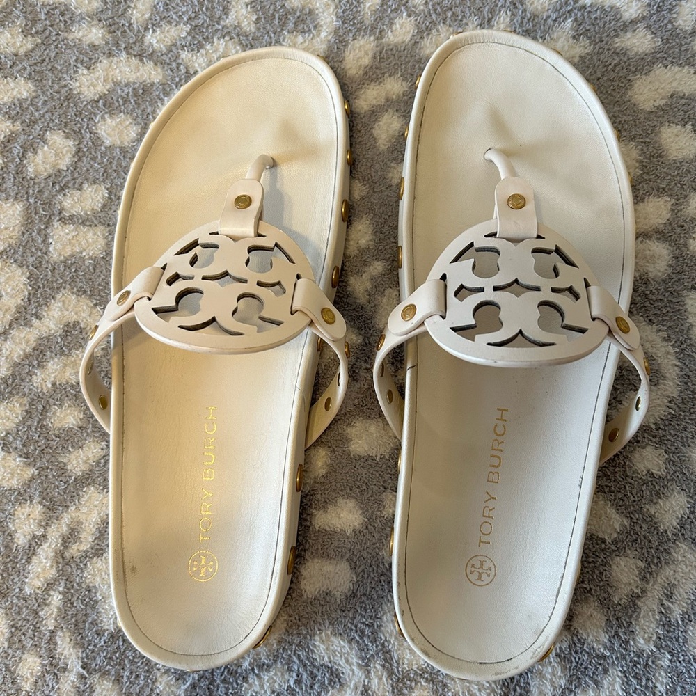 Tory Burch gold coin sandals